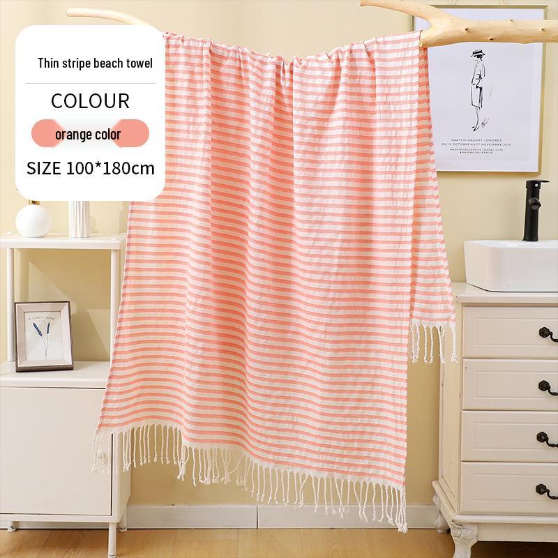 Large & Thick Tassel Turkish Beach Towel – Absorbent, Outdoor Sunscreen Bath Towel