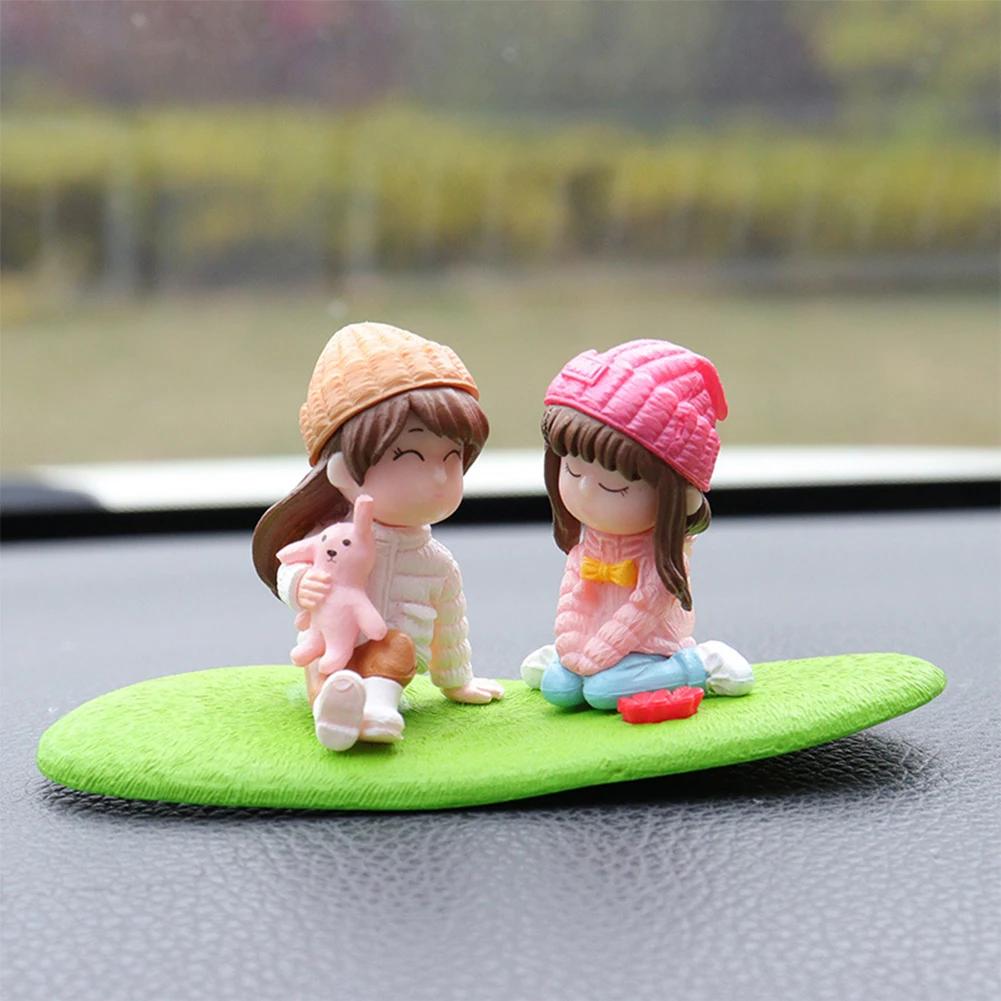 2Pcs Car Dashboard Doll Creative Couple Crystal Balloon House Ornament Decoration Auto Interior Accessories for Gift Girl Women