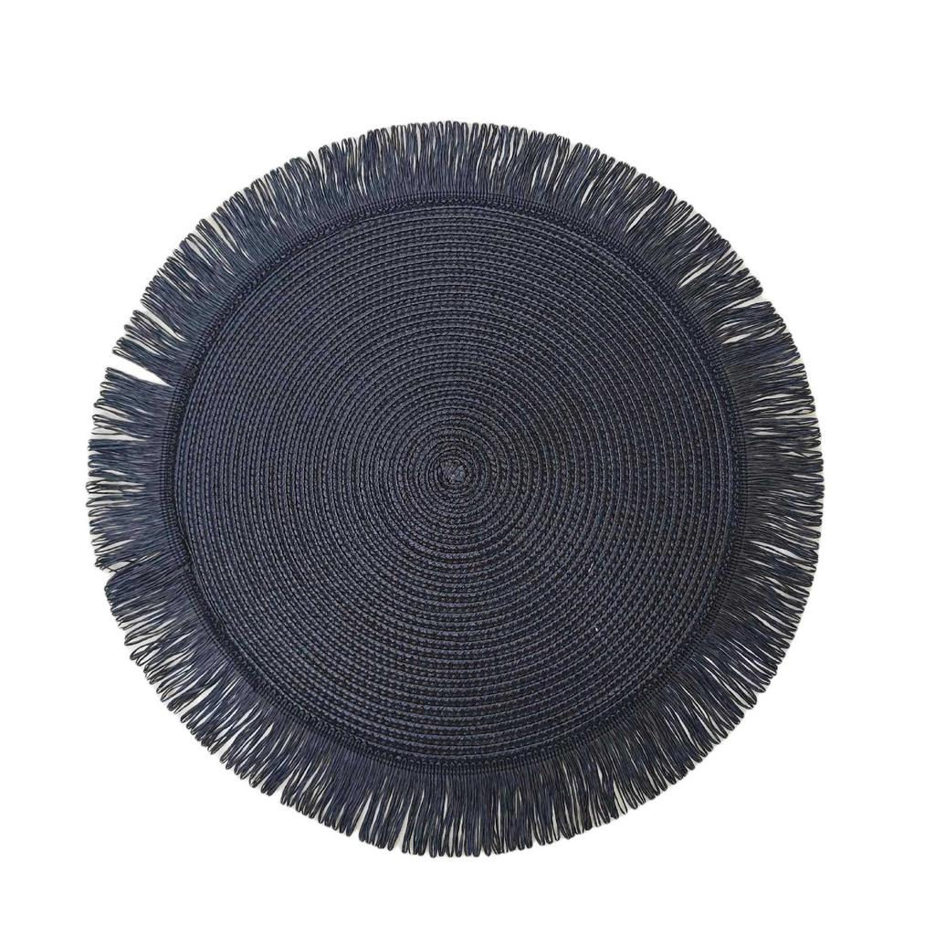 38cm Round Braided Placemat Fringe Paper Table Mat Hand Woven Non-slip Insulation Place Mat Tea Cup Pad Dining Table Decoration