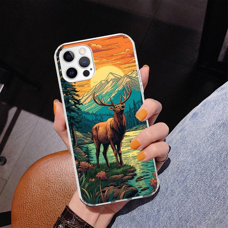 Hjortjakt Camo Phnoe Fodral för Iphone 17 Air 16 11 12 13 Mini 14 Plus 15 Pro Max 7 8E SE 2020 16ProMax Telefonfodral Coque 17 Ai