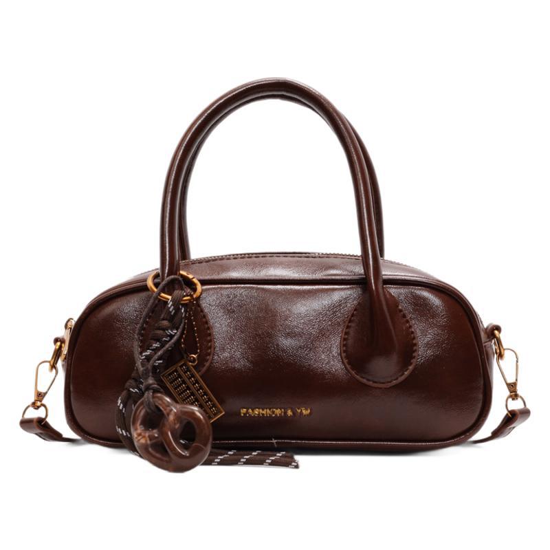 Hand carrying retro bowling bag women's 2025 new fashion shoulder bag texture messenger bag