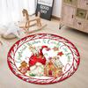 Merry Christmas Round Area Rugs Indoor Cartoon Snowman Throw Circle Rug Entryway Doormat Floor Carpet for Bedroom Living Room