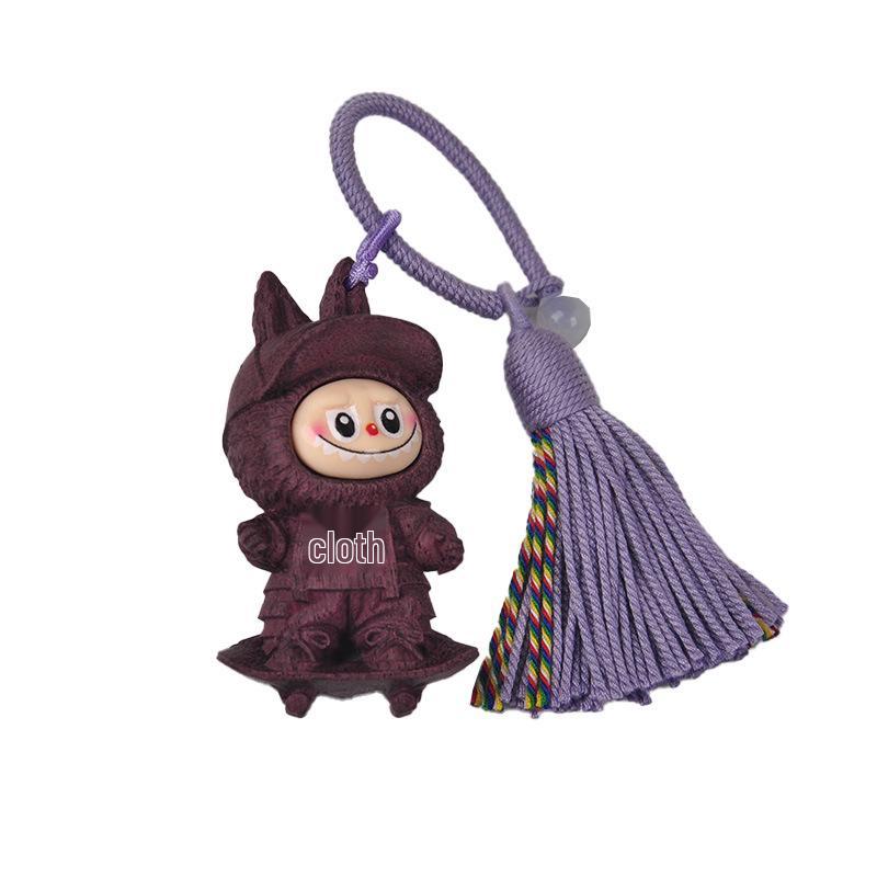 Goldenes Sandelholz Labubu Puppe: Niedlicher Handy-Anhänger, Regenbogen-Spielzeugfigur, Heilendes System Geburtstagsgeschenk für Kinder