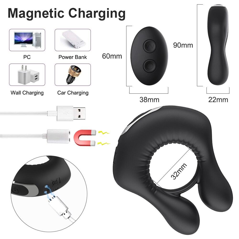Wireless Remote Penis Ring Prolong Ejaculation Vibrating Cock Couple Resonance Testicle Vibrator Sex Toys for Men