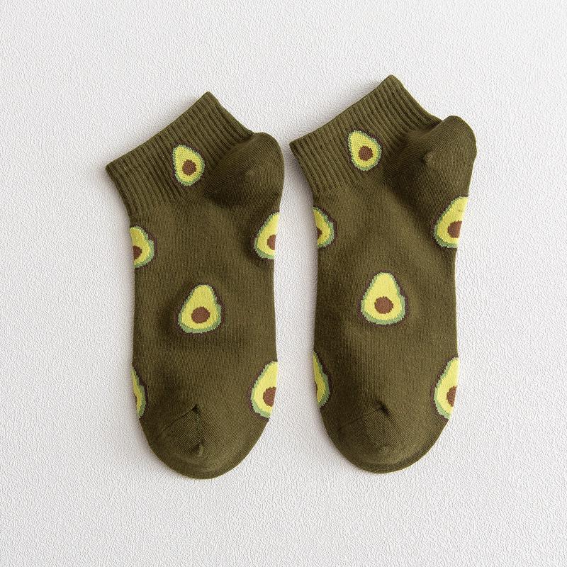Women's Avocado Spring/Summer Low-Cut Socks - Japanese Fruit-Inspired Design