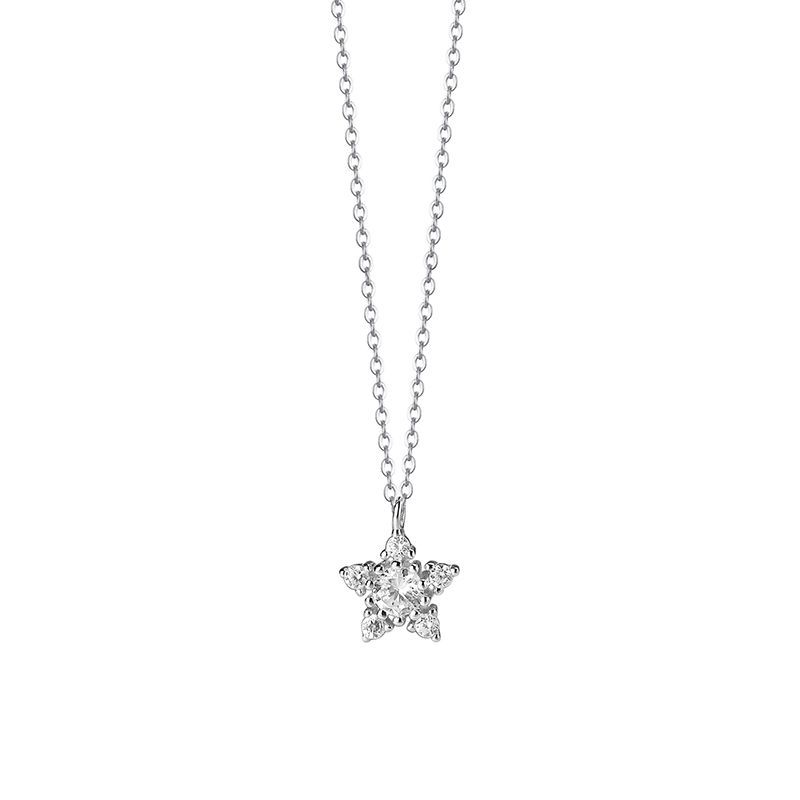 925 Sterling Silver 14k Gold Plated Zircon Necklace for Women Star Double Pendant Clavicle Chain Simple Temperament Jewelry