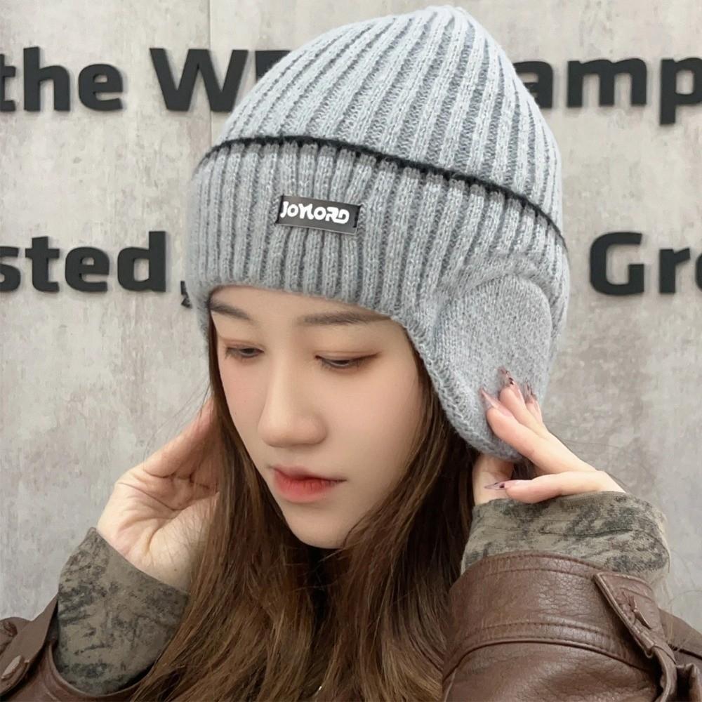 Thickened Knit Cap with Earmuffs Beanie Hat New Knitted Hat  Unisex