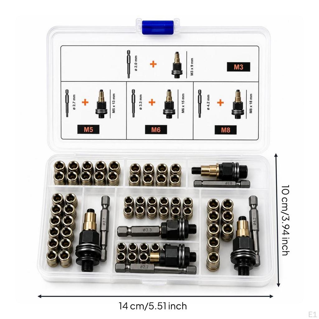 10 Pieces Rivet Nut Tool Kit Threaded Nutsert Compact for DIYers, Mechanics