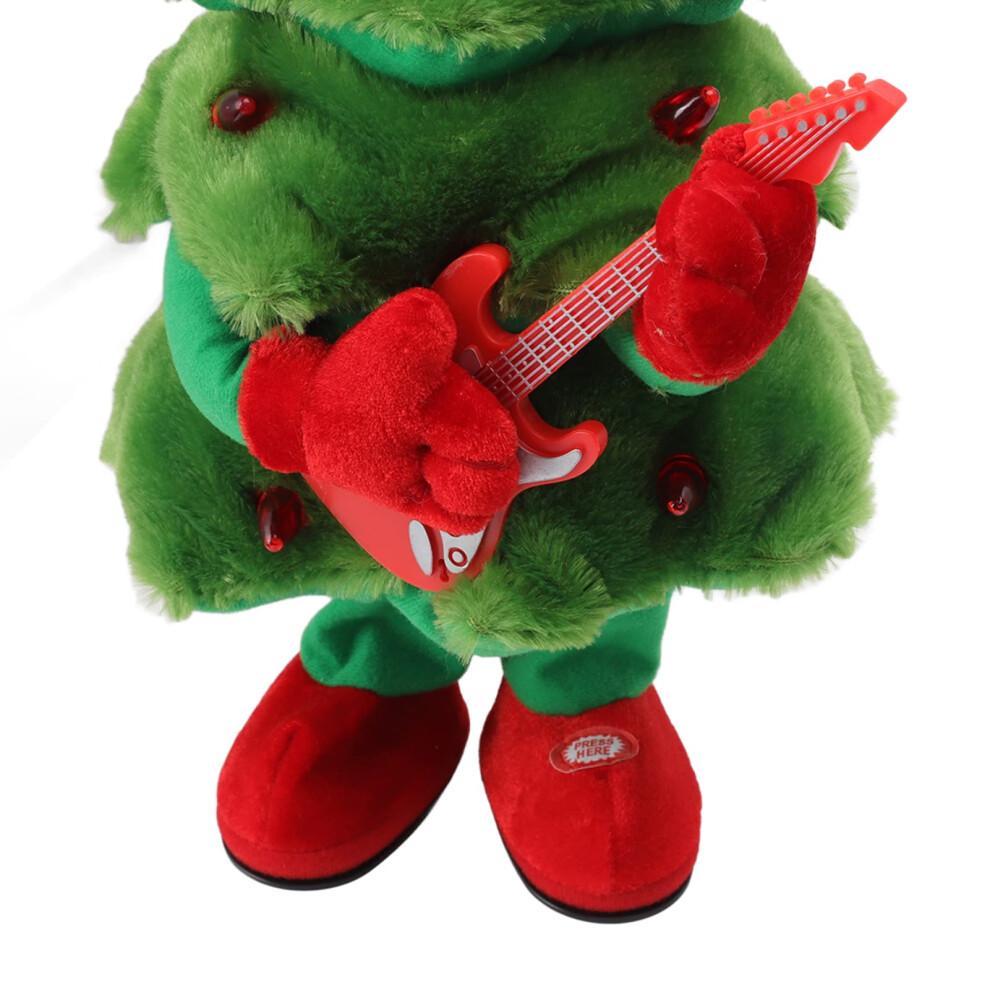 Singing Christmas Tree Plush with Lights and Music, Battery Operated Animated Guitar Toy for Kids