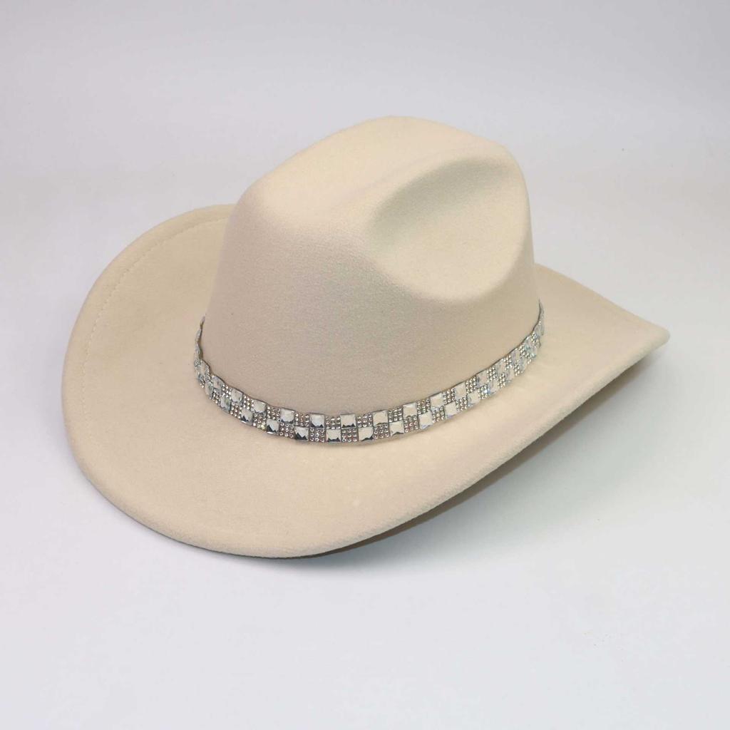 European, American British style jazz hat men's and women's high-end flash rhinestone accessory hat western cowboy hat