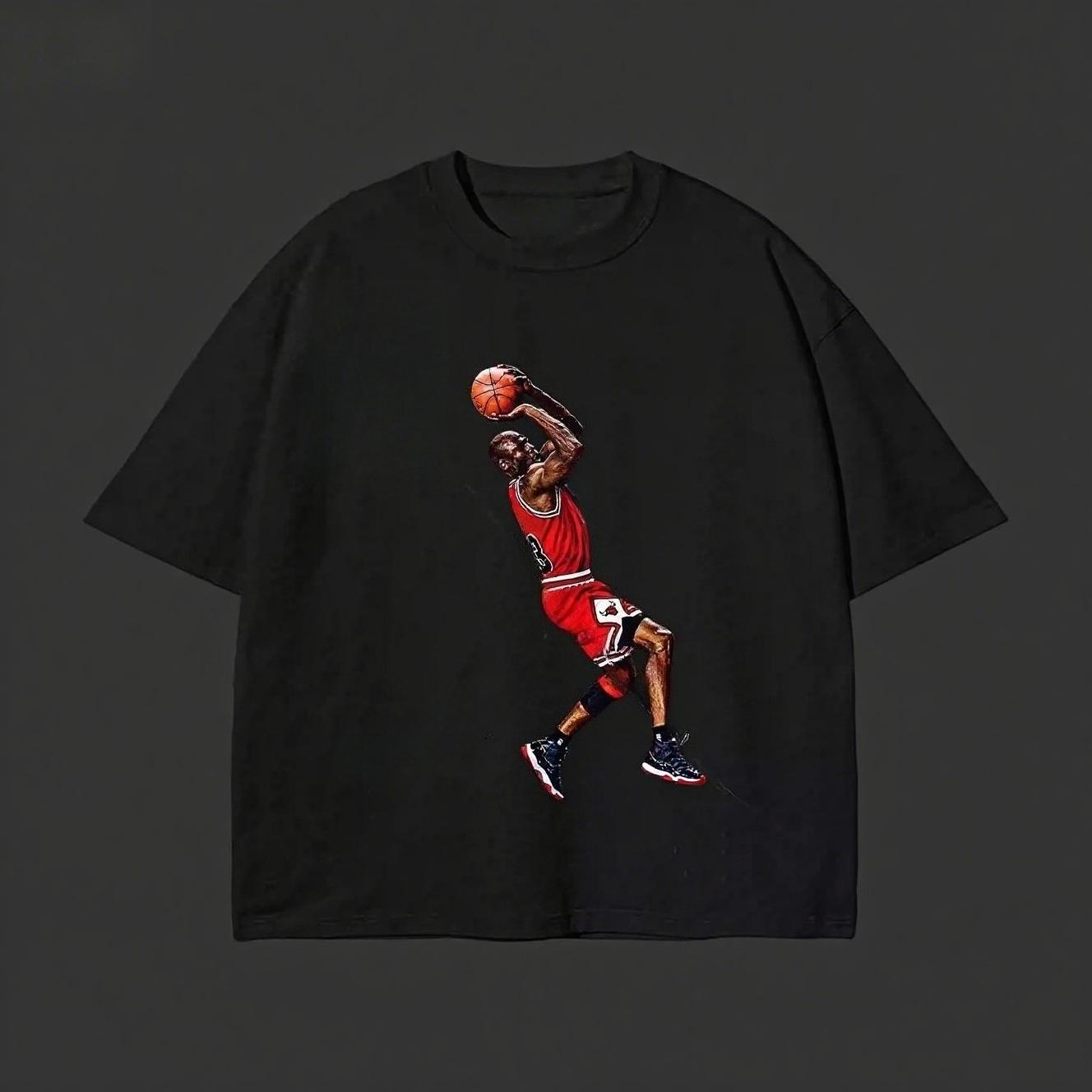 

2025 Autumn and Winter Couples Pure Cotton T-shirt Men s and Women s Fashion Simple Jump Ball Printing Trend Large Size T-shirt 4XL