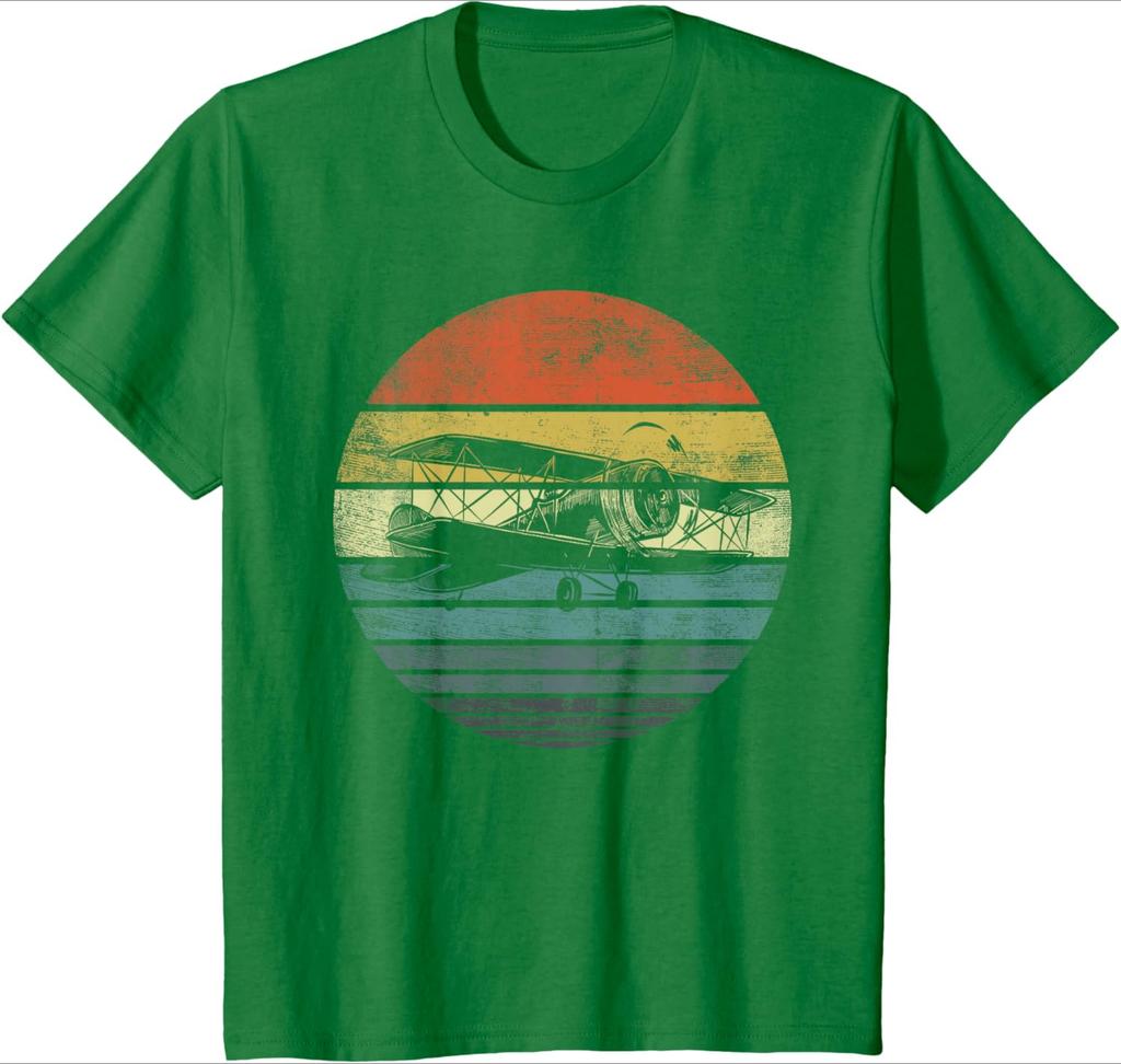 Aviator Pilot Gifts Funny Retro Bi-Plane Airplane Aviation Design-100% Cotton  Round Neck Short Sleeve Printed Men's T-shirt.