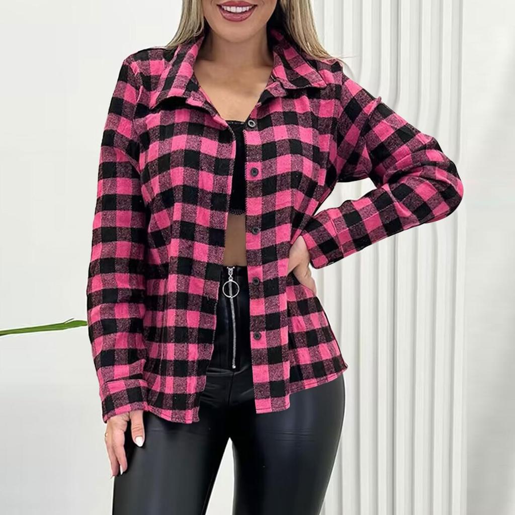 Women's Shirt Long Sleeve Buttons Up Jacke With Pocket