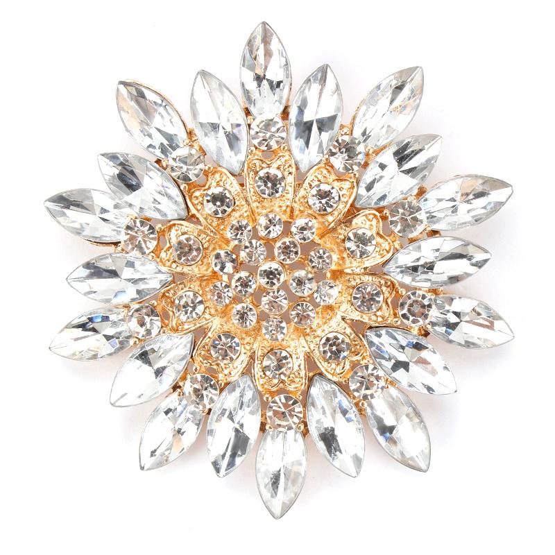 Weiman Shining Crystal Rhinestone Big Flower Brooches Luxury Women Fashion Gold Plated Alloy Customize Designer Brooches Pin XD017-1 золотой