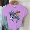 USA Flag Coquette Bow Design Woman T-shirts July 4th Crew Neck Summer Clothes Men 4th of July Coquette Bow Shirts and Blouses
