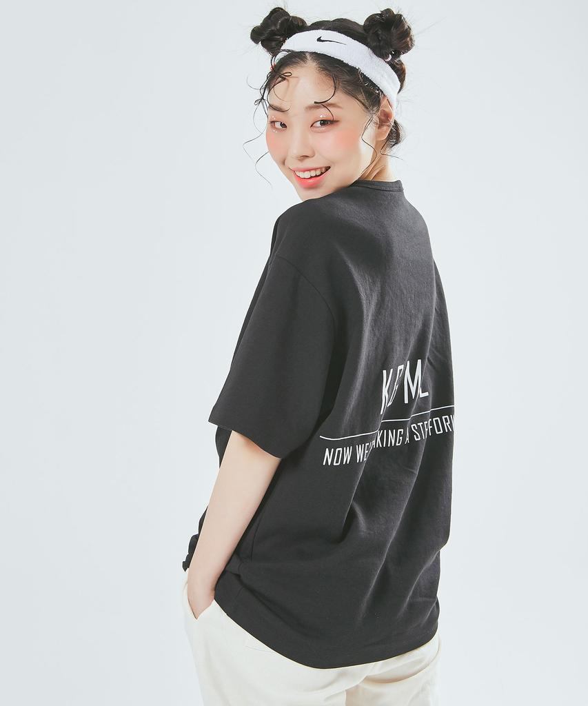 Kagamiel Oversized Straight Line T-Shirt Black
