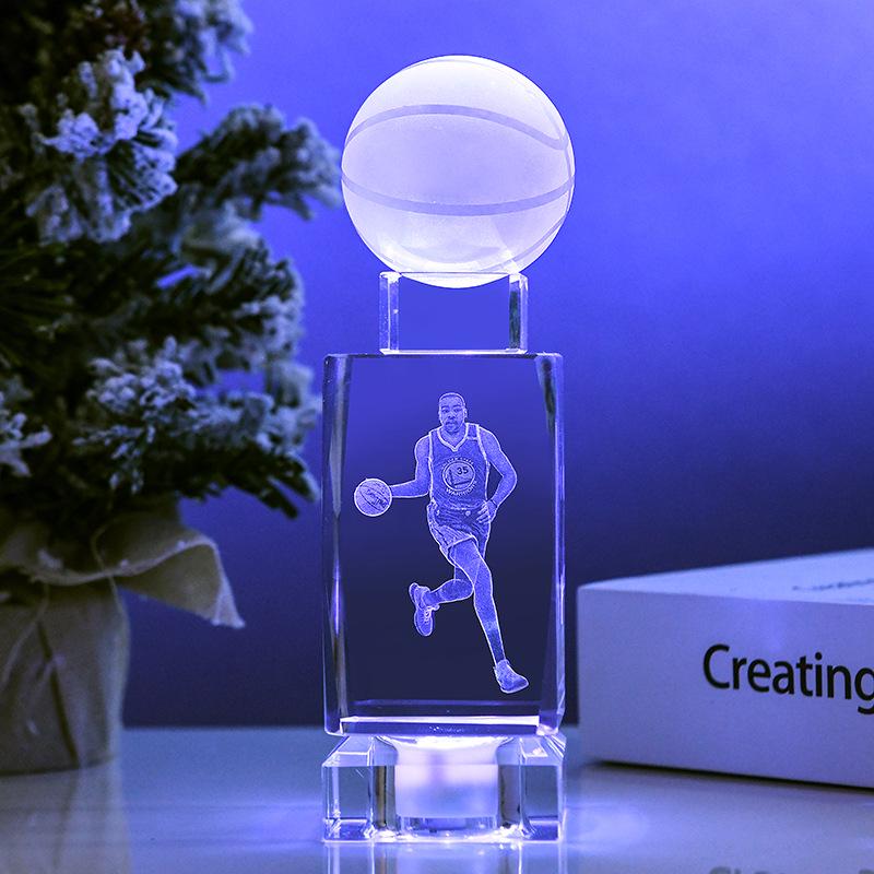 Glow-in-the-Dark Kobe Bryant NBA Figurine: Crystal Basketball Gift for Birthday