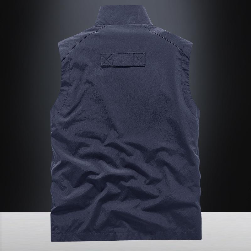 Men's Vest Casual Outdoor Vest Stand-up Collar Photography Vest Spring and Autumn Stand-up Collar Vest Men's Jacket