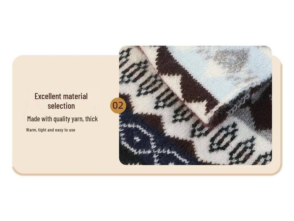 New Korean Style Fair Isle Winter Snood Shawl - Warm Striped Plaid Scarf