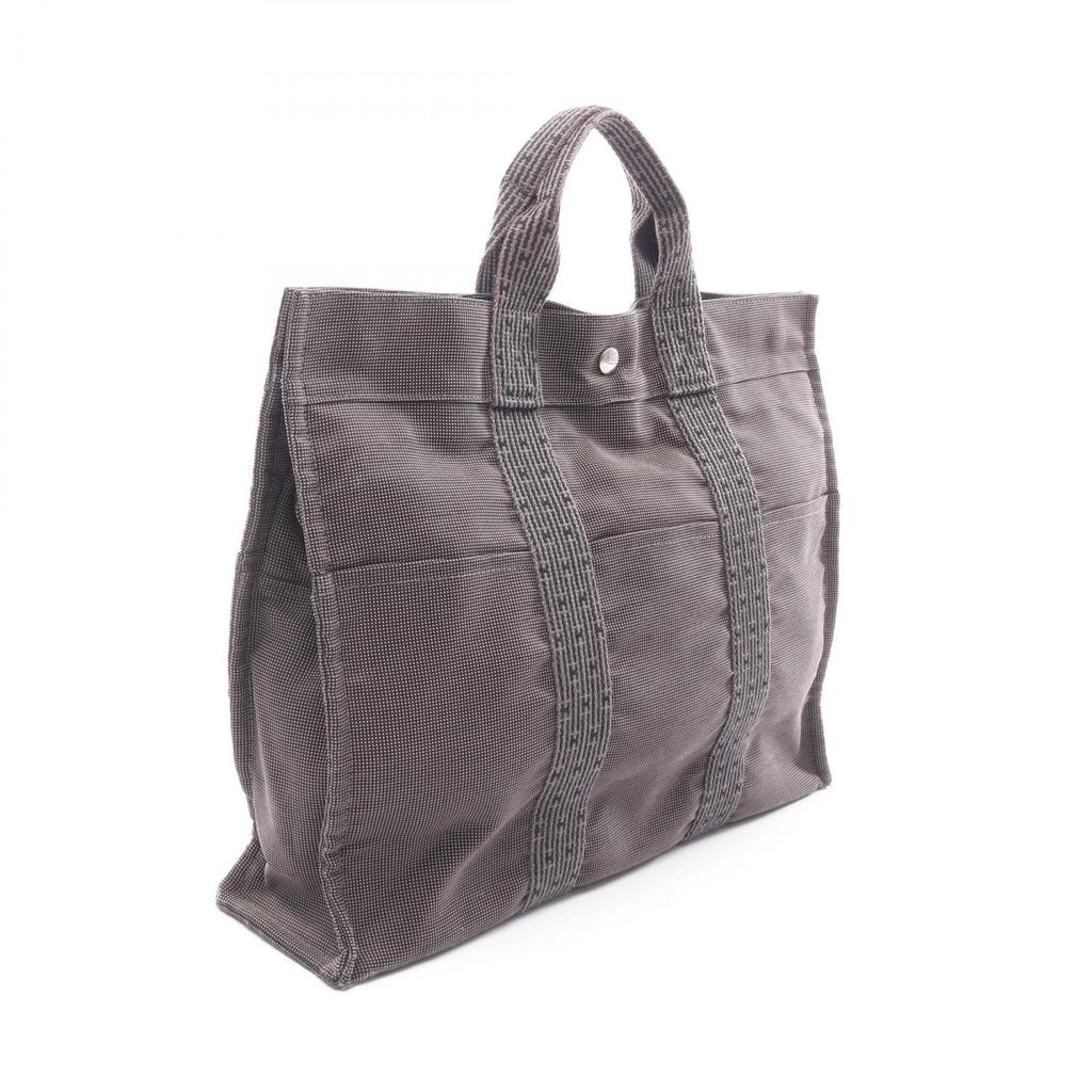 Used HERMES HerlineMM Tote Bag canvas Nylon canvas Gray Used unisex