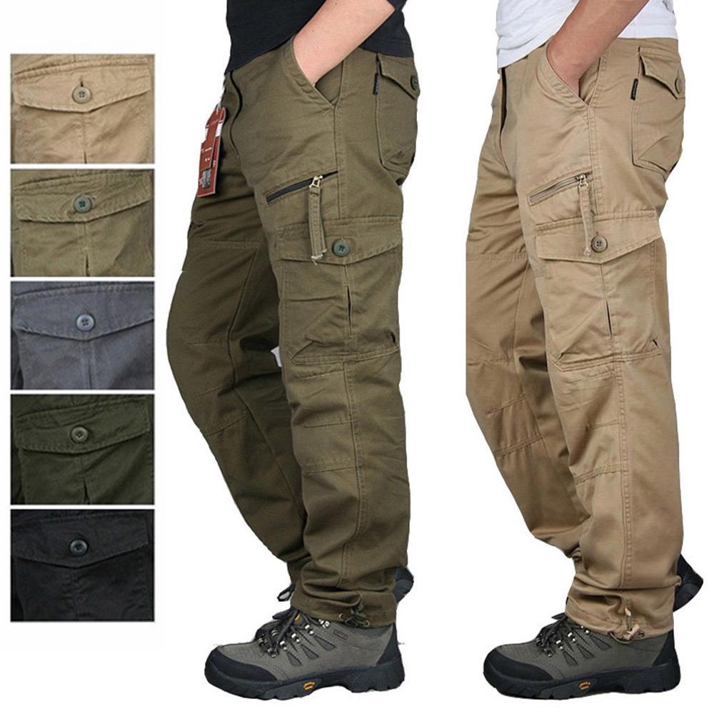 Moda Kargo Pantolon Erkek Dış Giyim Çok Cep Taktik Askeri Ordu Düz Slacks Pantolon Pantolon M-3XL