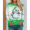 Penguin pattern women's T-shirt long sleeved 3D printed Christmas style