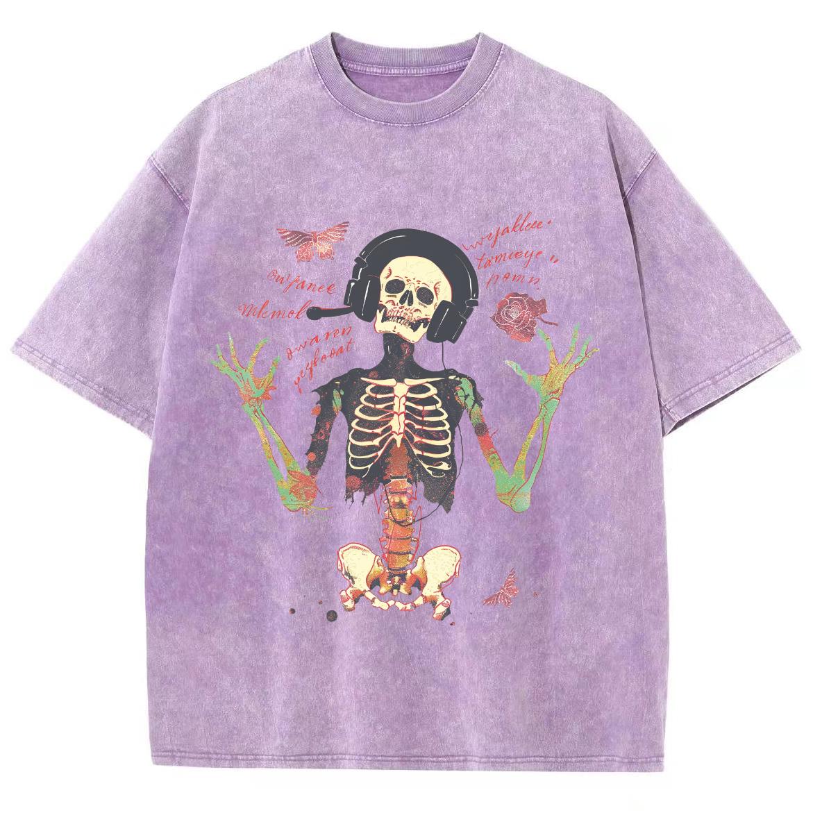 

Футболка с принтом черепа и бабочки, мужская, винтажная, потертая, с короткими рукавами, с принтом, футболки, футболки для пар 3XL
