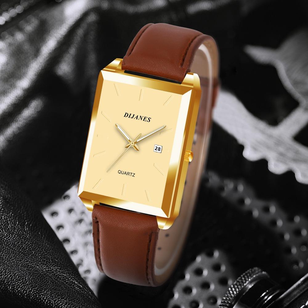 2pcs/set Square Couple's Watch PU Leather Strap Quartz Movement | Gifts for Men or Women | Valentine's Day Gifts
