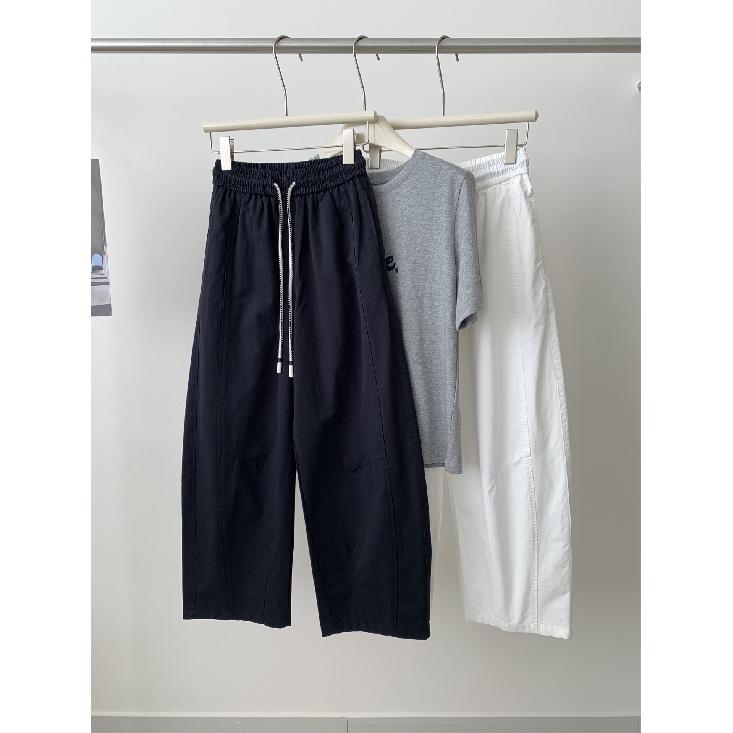 2026 Spring/Summer Vintage Washed Cotton Pants for Women, Korean Style Wide-Leg Cropped Pants