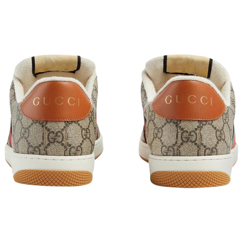 Gucci Screener Stylish Skateboarding Shoes Men's Ebony Beige 722605 FABFO 9791