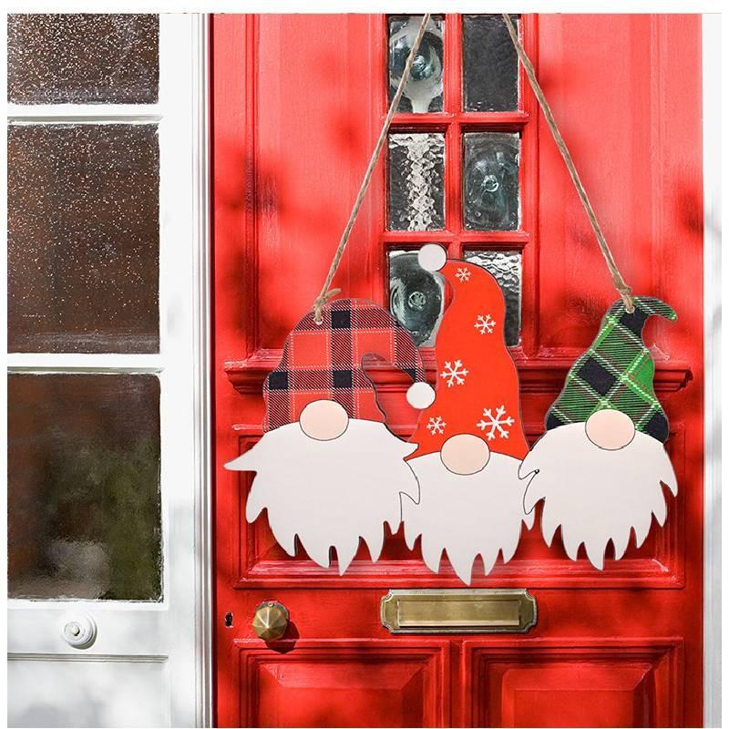 Wooden Decoration Christmas Three Head Rudolph Door Hanging Home Wall Decoration