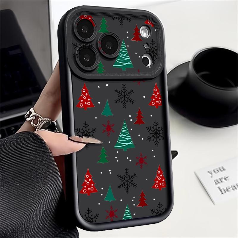 Merry Christmas Print Case For iPhone 17 Air 16 15 14 13 12 Pro Max 16 17 Pro 16e 11 Shockproof Solid Color Silicone Phone Cover Cases