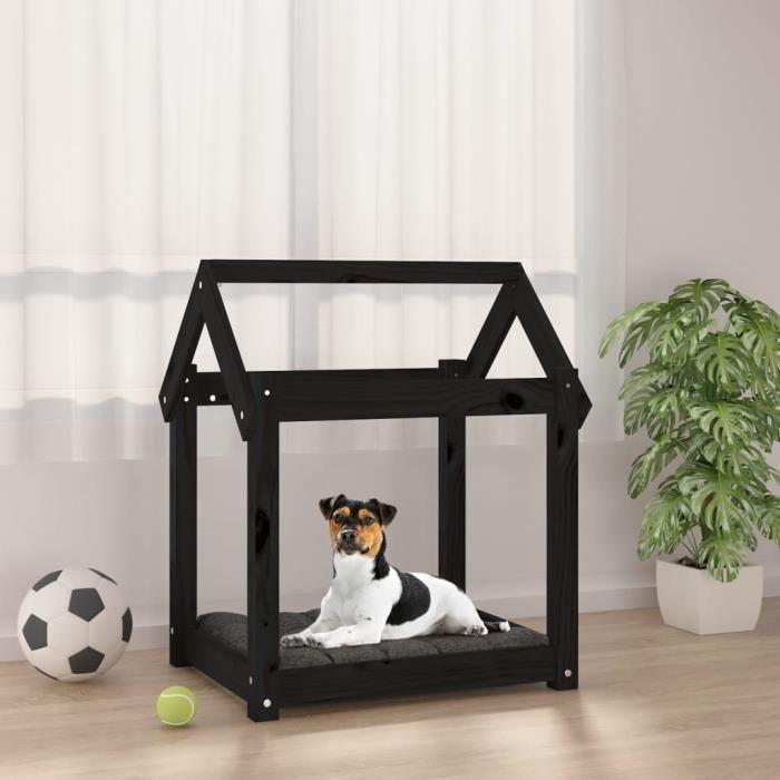 822201 vidaXL Lit pour chien Noir 61x50x70 cm Bois de pin solide