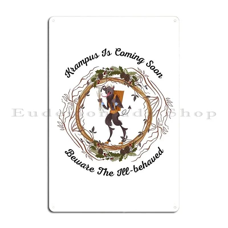 The Krampus Beware The Ill Behaved Print Krampus Greetings Metal Plaque Printing Decoration Garage Wall Mural Tin Sign Poster