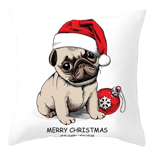 Cartoon Christmas Dog Car Pattern Pillow Case Festive Home Decoration Office Car Cushion Pillow Case