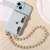 For IPhone16e 16 15 14 13 12 11 Pro Pro Max Plus7 8 X XS XR Faux Leather, Stylish Mirror Zipper and Pearl Rope Phone Case