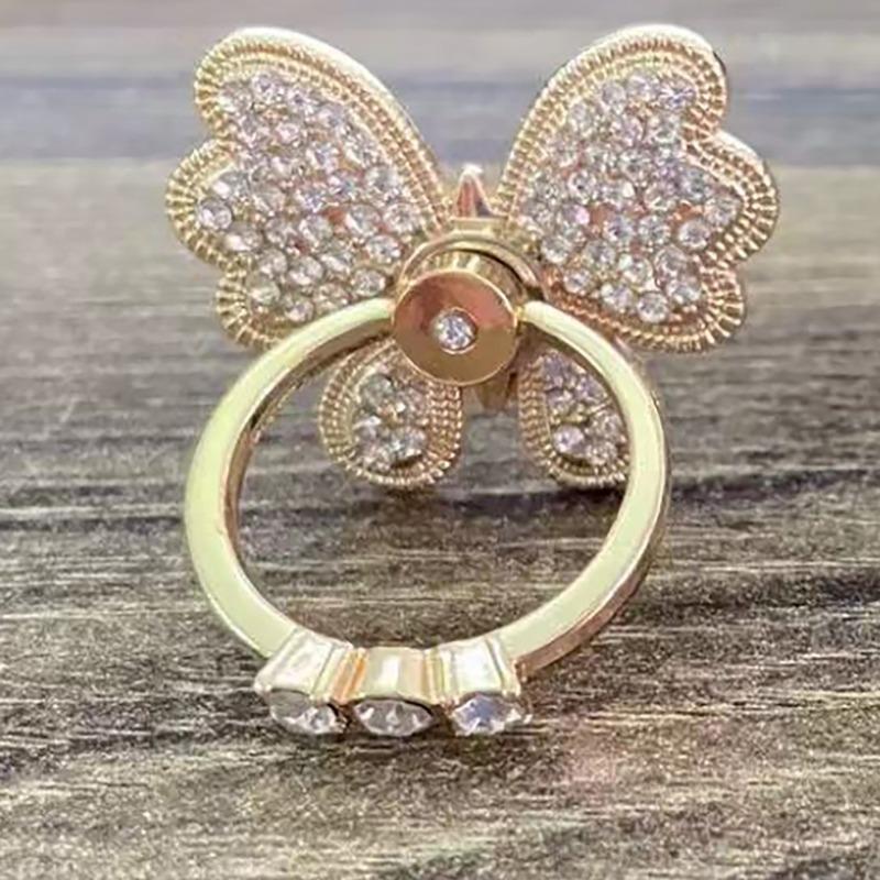 New Diamond Butterfly Finger Ring Mobile Phone Holder 360 Rotating Universal Desktop Bracket Phone Accessories