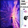 500pcs-1000pcs, Handmade Jigsaw Puzzle, Paper Jigsaw Puzzle, Jigsaw Puzzle, White Card Material, (Urban Youth Looking Up at Science Fiction Future Cit