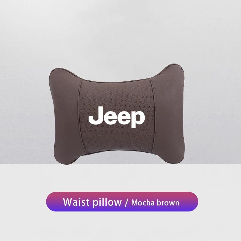 Per Jeep Cuscino per Collo per Sedile Auto Poggiatesta in Pelle Supporto Lombare per Jeep Grand Cherokee Wrangler JK Gladiator Compass Ren