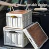 Faltbare Aufbewahrungsbox für den Außenbereich mit Holzdeckel für Camping, Reisen, Angeln oder Kofferraum