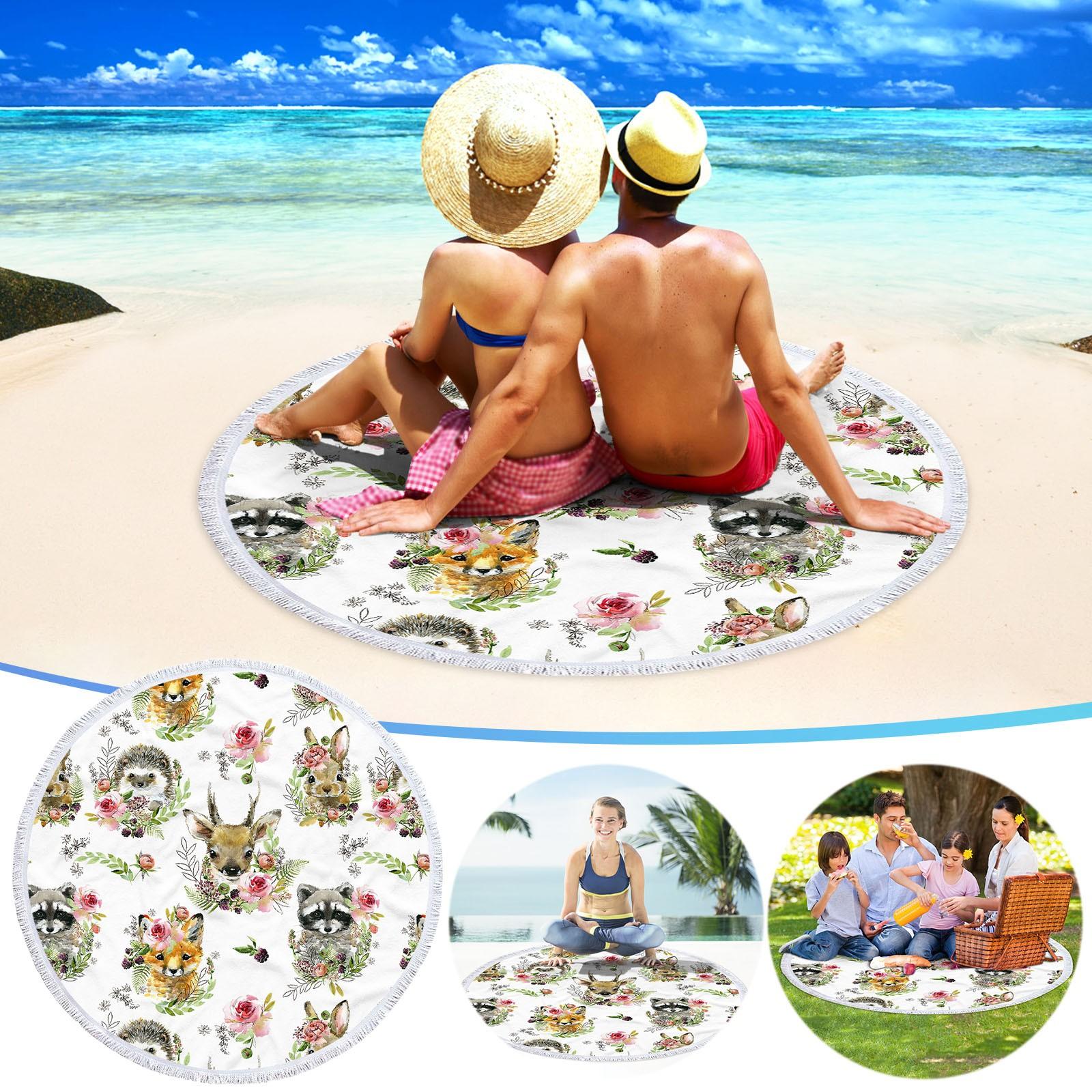 

Круглое пляжное полотенце из микрофибры с принтом Супер легкое красочное банное полотенце Песчаное пляжное одеяло Пляжный коврик Многоцелевое полотенце для путешествий Плавание P