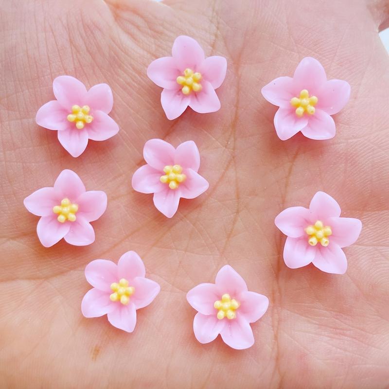 60Pcs New Cute 13mm Mini Flower Series Resin Flatback Cabochon Scrapbook Kawaii Embellishments Accessories
