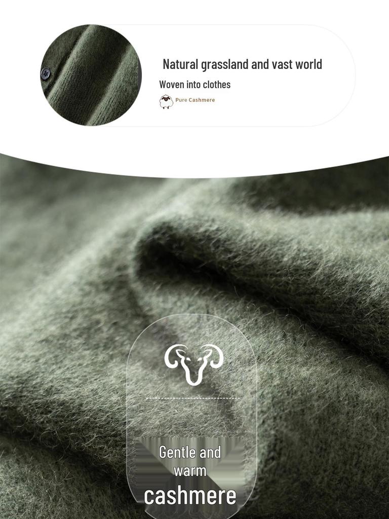 Women's Cashmere Cardigan: Two-Piece Knit Sweater Coat, Loose Fit, Slimming, Thickened, Round Neck, Color Block Design