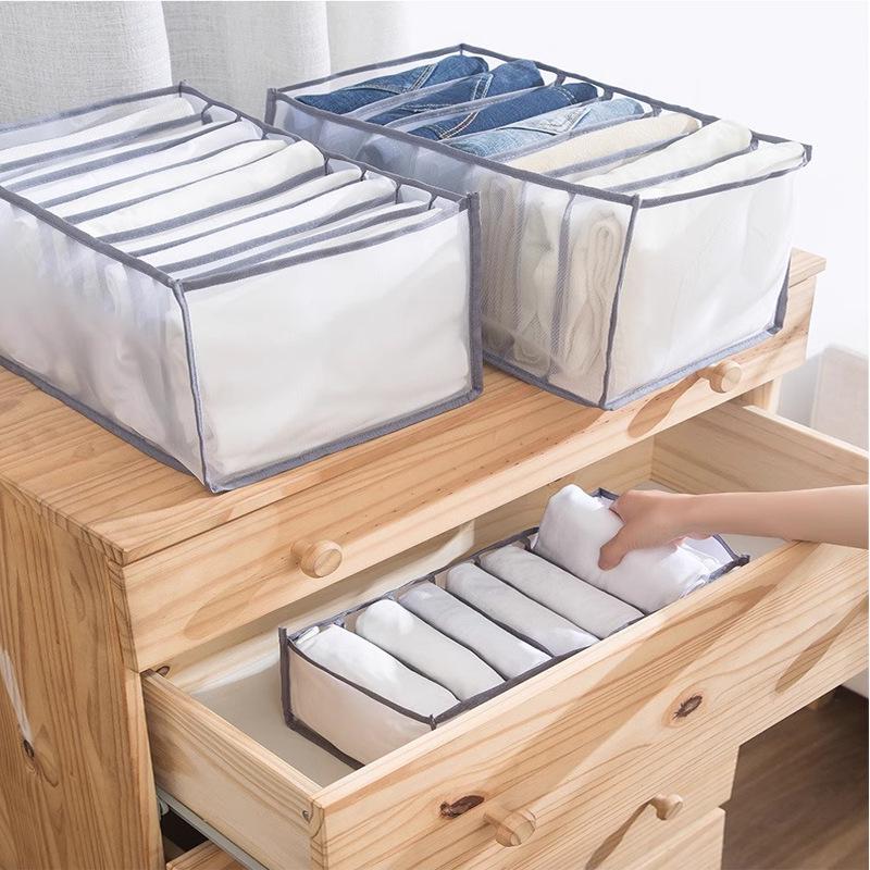 

Органайзер для ящика с отделениями для хранения носков, нижнего белья и кружевного белья 7 compartments for jeans серый