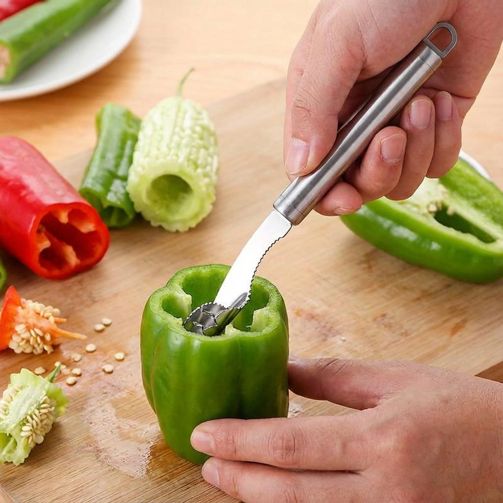 

Bell Pepper Corer, Removes Seeds & Core Instantly. 26x8cm, Tube Design, Easy to Use & Clean United States