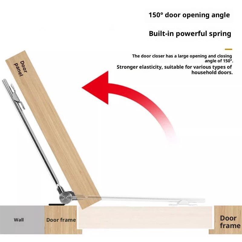 1Pc Lightweight Stainless Steel Automatic Door Closer Device Is Quiet And Suitable For Residential Use With Screw Accessories