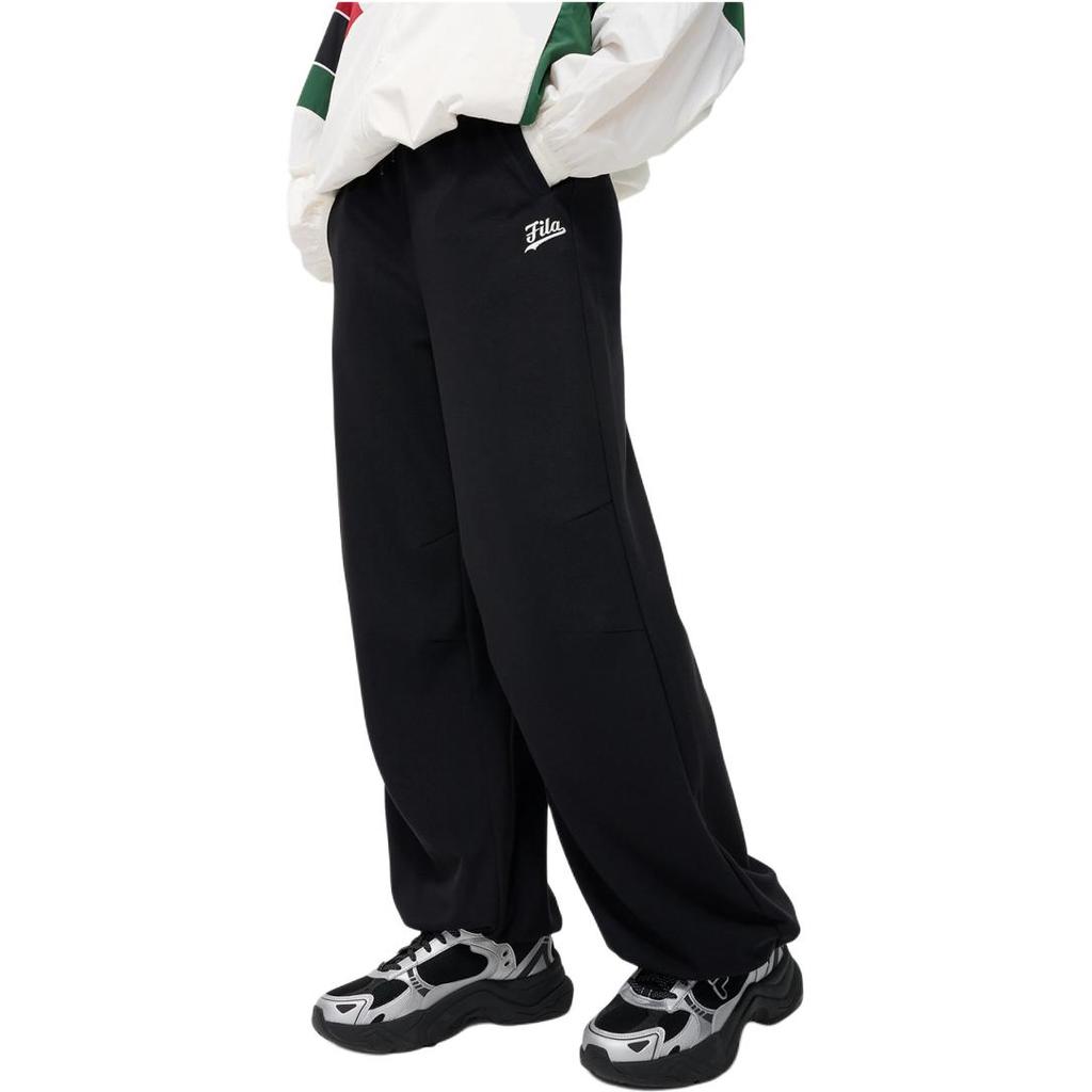 FILA Solid Color Loose Fit Knit Sports Pants Women bottoms Black T11W432602ABK