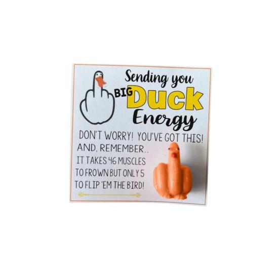 Middle Finger Duck Figurine with Card Colorful Gesture Duck Resin Statue Sculpture Home Office Bookshelf