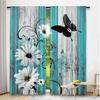 Set Of 2 Teal Turquoise Curtain Aqua Floral Blue White Curtains Decor Home Bedroom Apartment Living Room Window Polyester Perfect For
