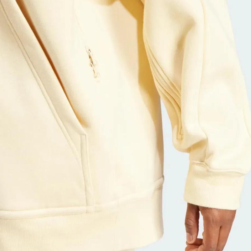 adidas Essentials Relaxed Fit Fleece Lined Full Zip Hooded Jacket Women Sand Brown IB5112